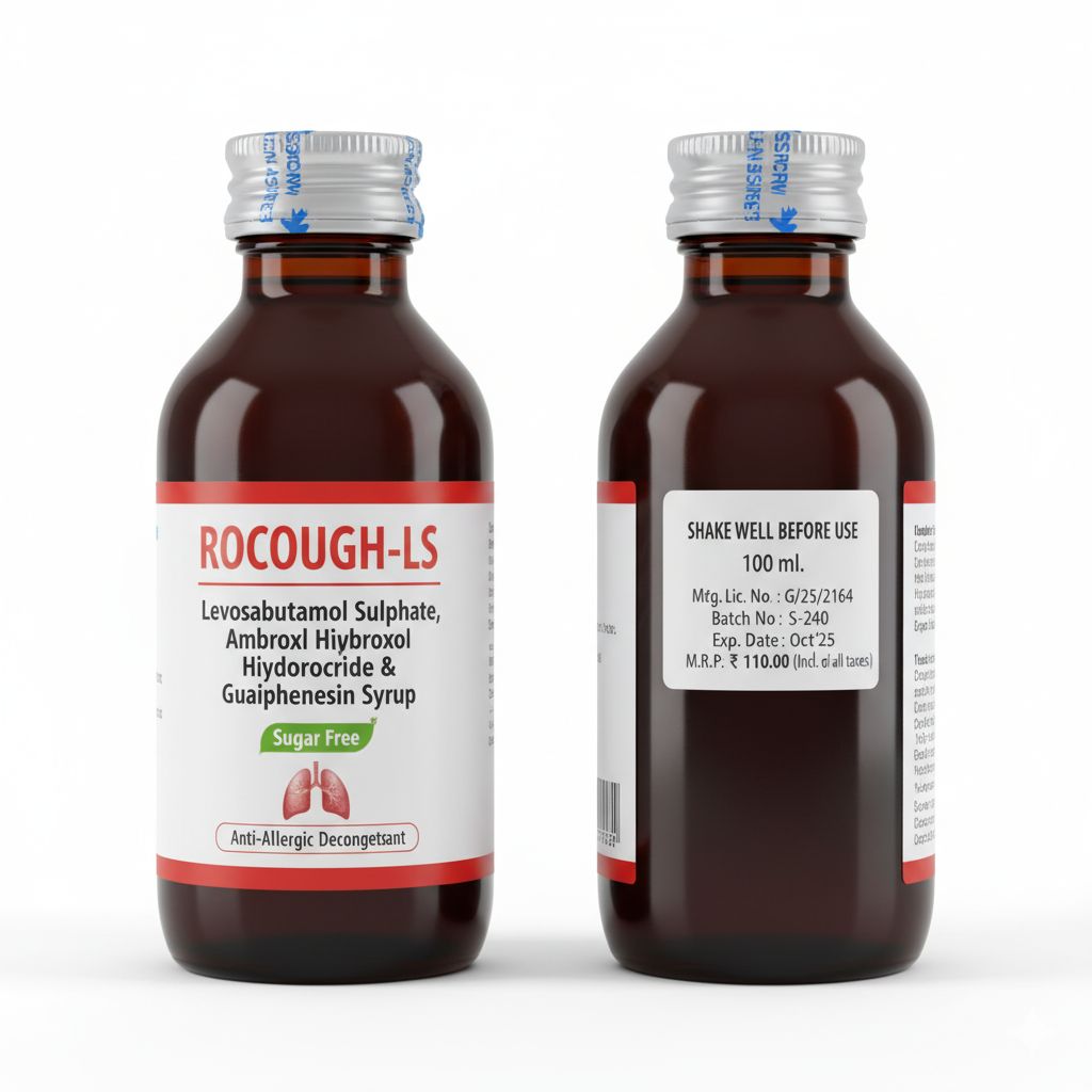 Levosalbutamol Sulphate, Ambroxol Hydrochloride & Guaifenesin Syrup (Sugar Free)